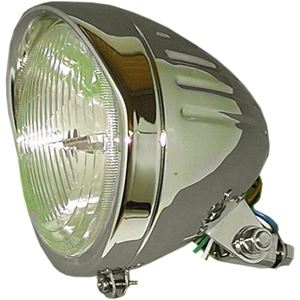 Picture of Headlight Round Chrome Bottom Mount Grooved Bates 6.5"