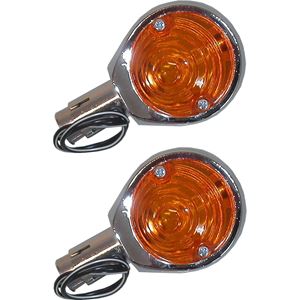 Picture of Complete Indicator Mini 1"Bar End Chrome With Amber Lens (Pair)